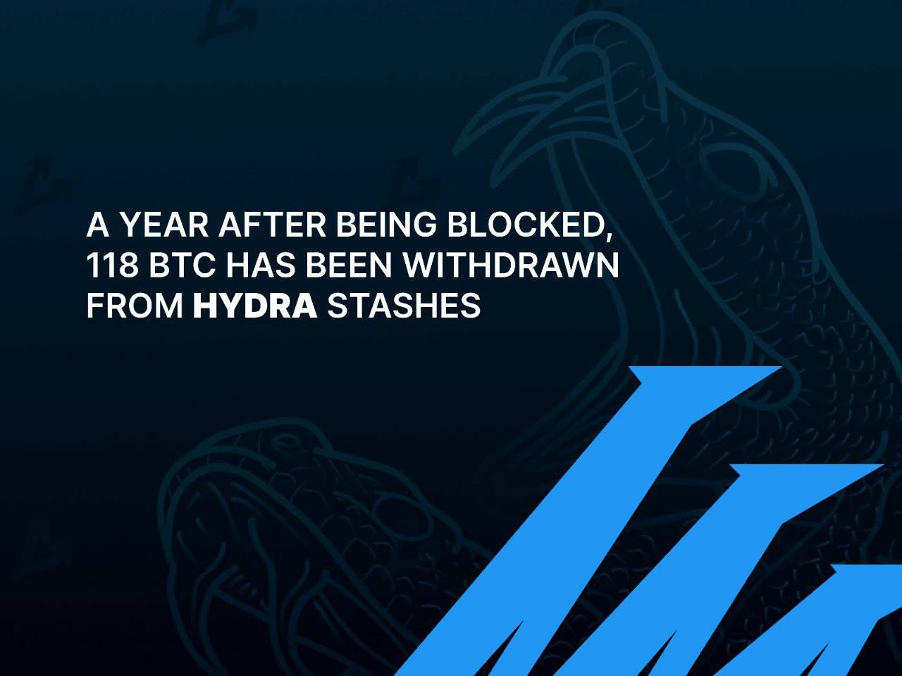 According to Match Systems, 118 BTC has been withdrawn from Hydra stashes a year after it was blocked