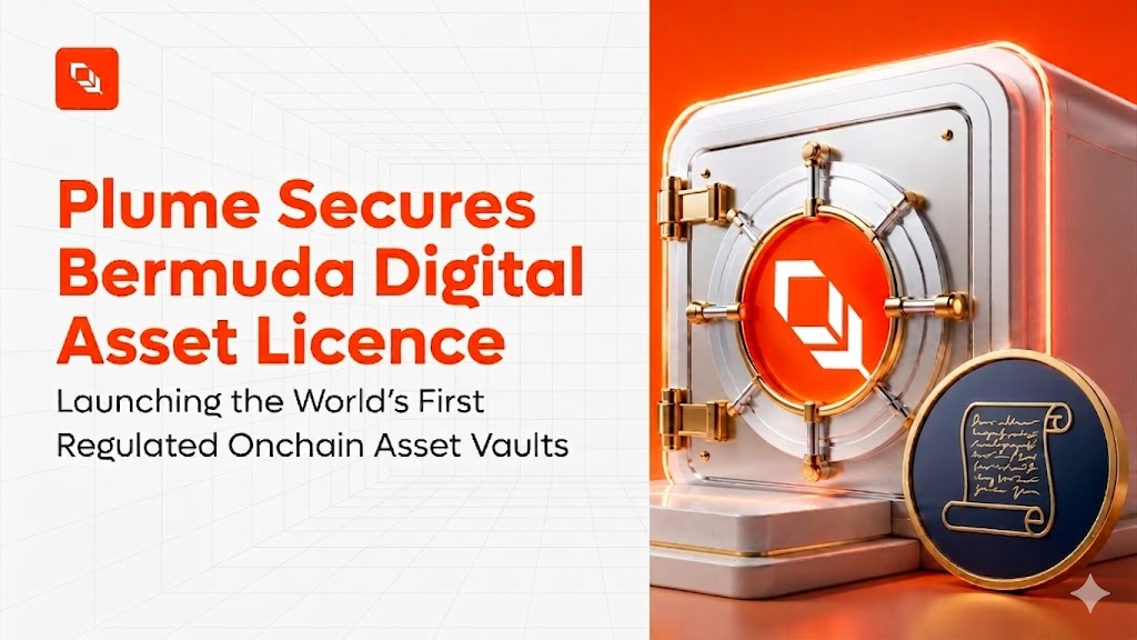 Header graphic from Plume&rsquo;s May 20, 2026 blog post announcing KDAB&rsquo;s Bermuda Class M digital‑asset licence &mdash; visual confirms Plume&rsquo;s regulatory milestone that enables the regulated on‑chain vaults used in the ether.fi $100M Plume RWA offering.