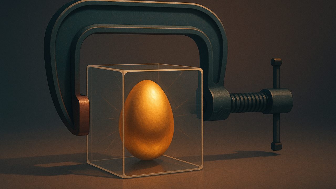 Golden Egg in a Stable Box Under Pressure