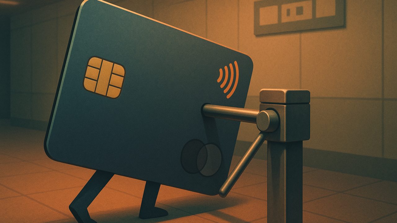 Card at the Locked Turnstile
