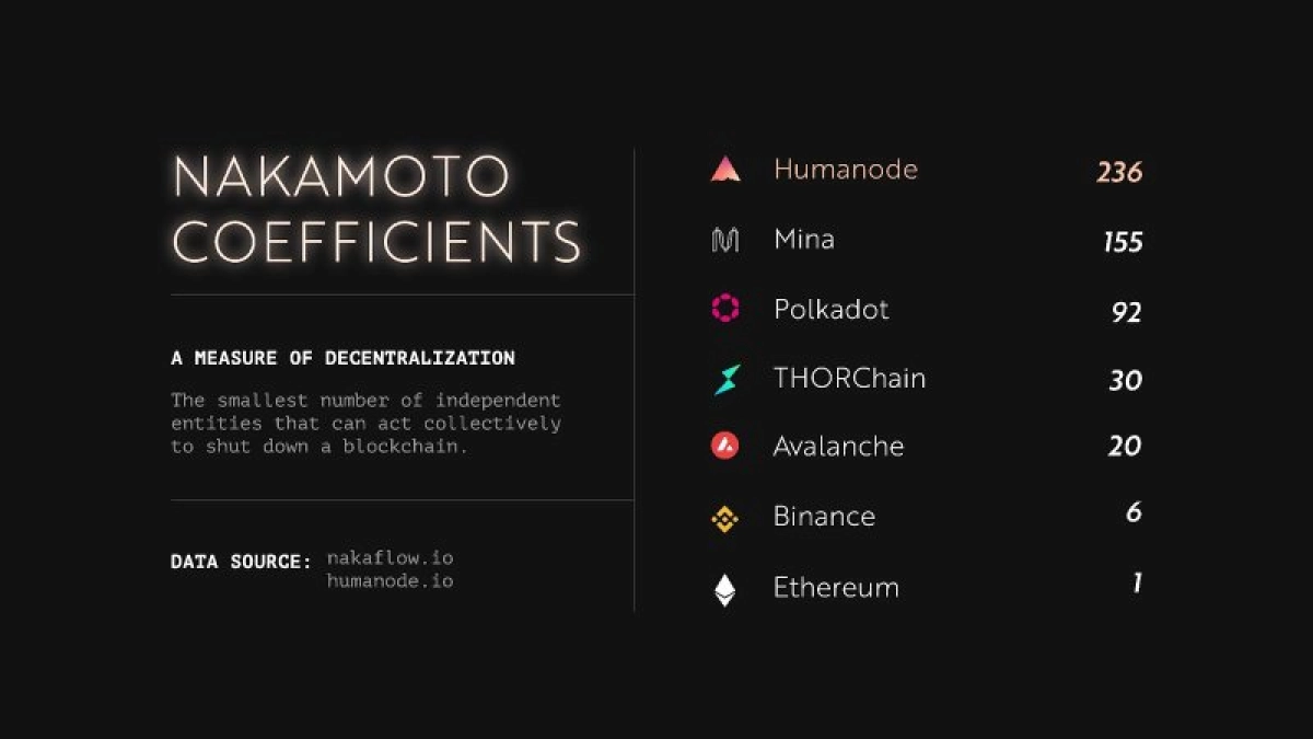Humanode, a blockchain built with Polkadot SDK, becomes the most decentralized by Nakamoto Coefficient 3